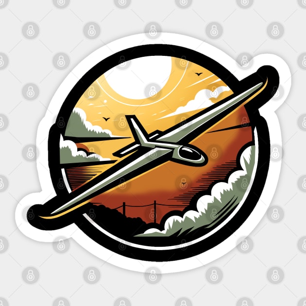 Glider Sailplane Biplane Sticker by ThesePrints